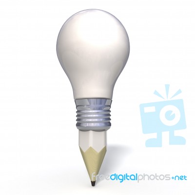 Idea Light Bulb With White Pencil Stock Image