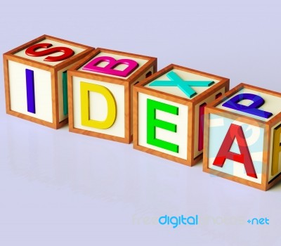 Idea Text In Wooden Block Stock Image