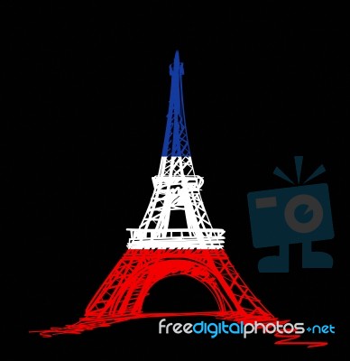 Illustration-eiffel Tower With France Flag Stock Image