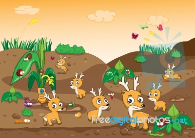 Illustration Of Deer Cartoon Stock Image