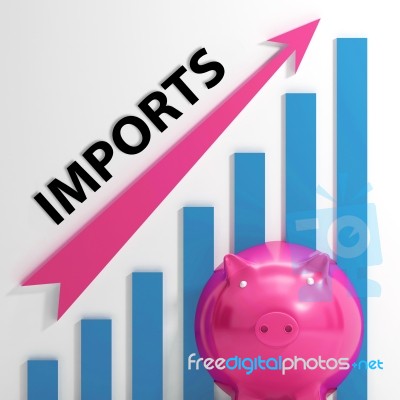 Imports Graph Shows International Trade And Importing Goods Stock Image