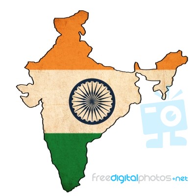 India Map On India Flag Drawing ,grunge And Retro Flag Series Stock Image