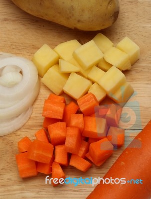 Ingredient Include To Onions, Carrot And Potato Stock Photo