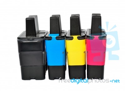 Ink Cartridges In Row Stock Photo