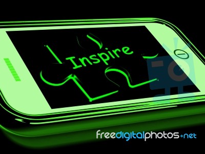 Inspire On Smartphone Showing Encouragement Stock Image