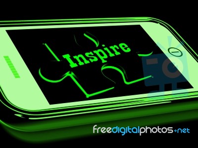 Inspire On Smartphone Shows Stimulation Stock Image