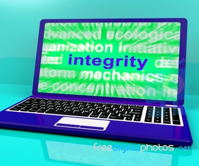Integrity Laptop Shows Honesty Morality And Trust Stock Image