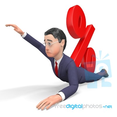 Interest Businessman Indicates Percentage Sign And Bankrupt 3d R… Stock Image