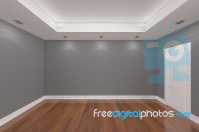 Interior Rendering With Empty Room Stock Image