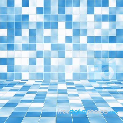 Interior Room With Blue Mosaic Tile Stock Image