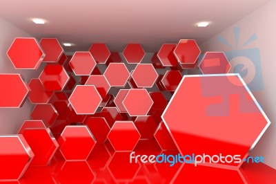 Interior With Red Hexagon Stock Image