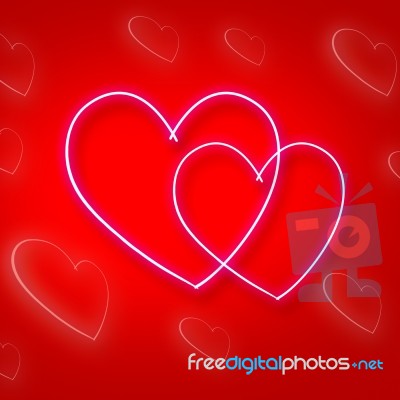 Intertwinted Hearts Shows Valentine's Day And Background Stock Image