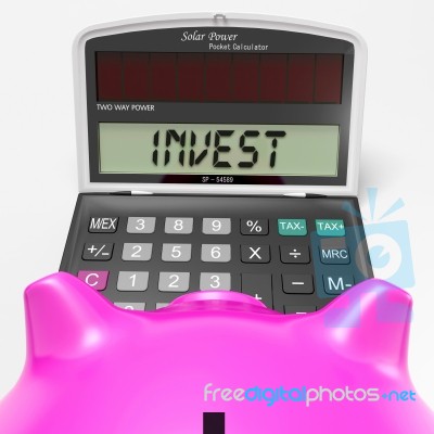 Invest Calculator Shows Deposit In Growing Savings Stock Image