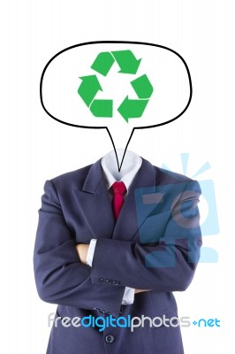 Invisible Businessman Head Think About Recycle Stock Photo