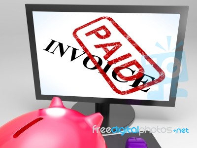 Invoice Paid Stamp Shows Payment Of Bills Stock Image