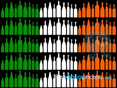 Ireland Flag Represents Wine Tasting And Brasserie Stock Image