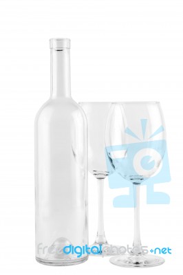 Isolated Bottle And Glasses Stock Photo
