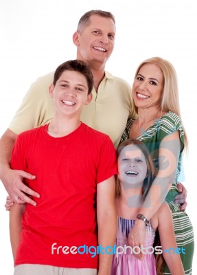 Isolated Portrait Of Happy Family Stock Photo