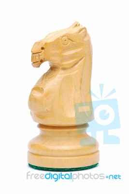 Isolated Wooden Knight Chess Stock Photo