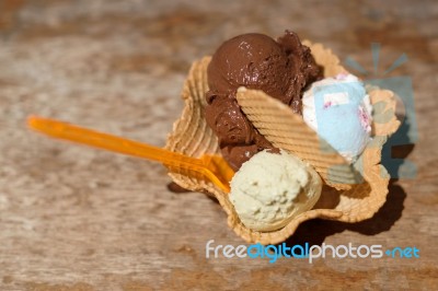 Italian Ice Cream In Bowl Stock Photo