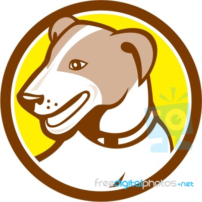 Jack Russell Terrier Head Circle Cartoon Stock Image