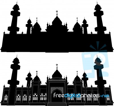 Jamiah Mosque Pattani Silhouette Stock Image