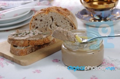 Jar With Chicken Pate Stock Photo