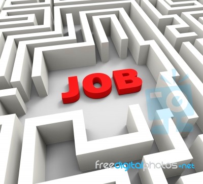 Job In Maze Showing Finding Jobs Stock Image