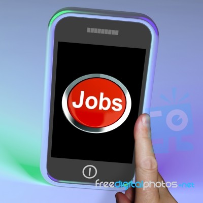Jobs Button On Mobile Screen Stock Image