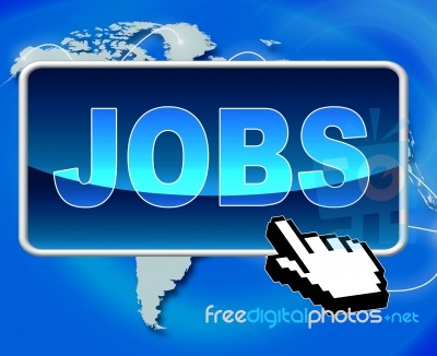 Jobs Button Represents World Wide Web And Work Stock Image