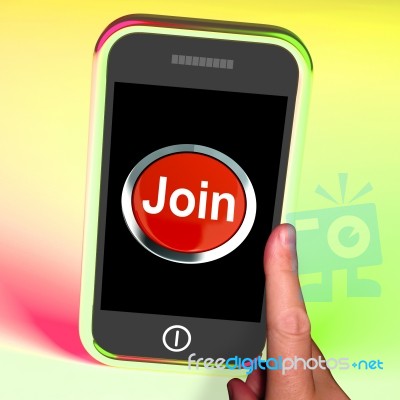 Join Button On Mobile Screen Stock Image