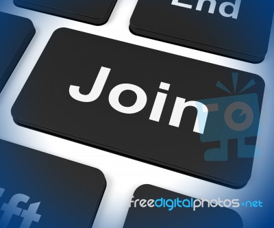 Join Key Shows Subscribing Membership Or Registration Stock Image