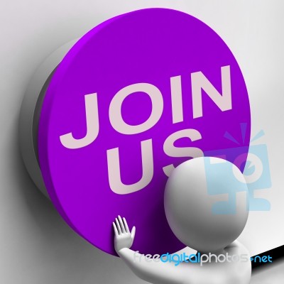 Join Us Button Means Register Volunteer Or Sign Up Stock Image