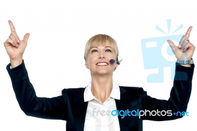 Jubilant Businesswoman Celebrating Her Success Stock Photo