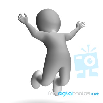 Jumping 3d Character Showing Excitement And Joy Stock Image