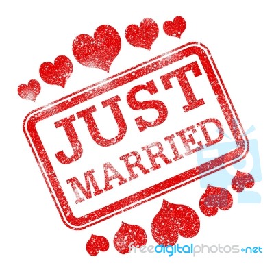 Just Married Means Tenderness Devotion And Wed Stock Image