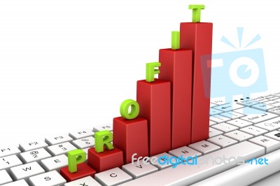 Keyboard Diagram With Profit Stock Image