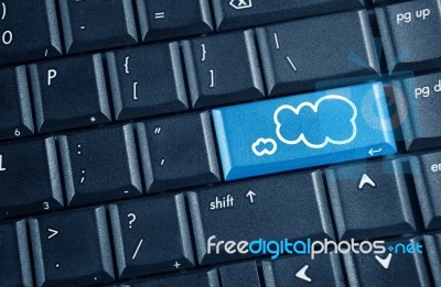 Keyboard With Cloud Symbol Stock Photo