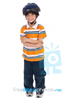 Kid With Head Cap Stock Photo