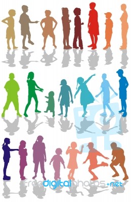 Kids Color Silhouettes Stock Image