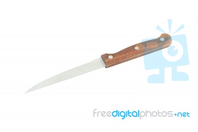 Kitchen Knife Blade Jag From Tail On White Background Stock Photo