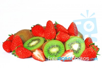 Kiwi And Strawberries Stock Photo