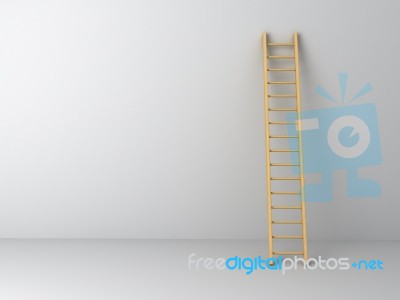 Ladder On Empty Wall Stock Image