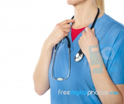 Lady Doctor With Stethoscope Stock Photo