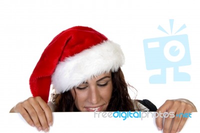 Lady In Christmas Hat Stock Photo