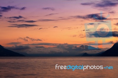 Lake Maggiore And Swiss Alps Stock Photo