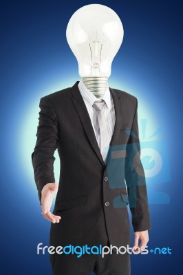 Lamp Head Business Man Stock Photo