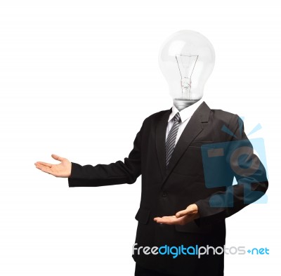 Lamp Head Businessman Hand Outstretched Forward Stock Image