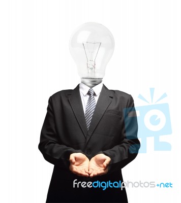 Lamp Head Businessman Hand Outstretched Forward Stock Image