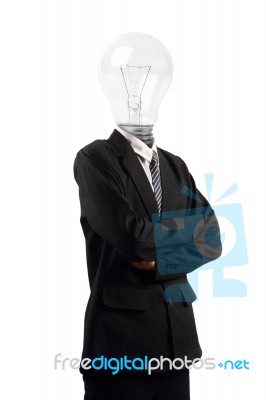 Lamp Head Businessman Isolated On White Background Stock Image
